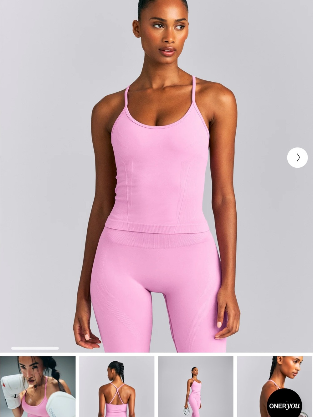 ONER ACTIVE ENHANCELIFT SEAMLESS STRAPPY RACER TANK TOP WITH BUILT IN BRA LARGE